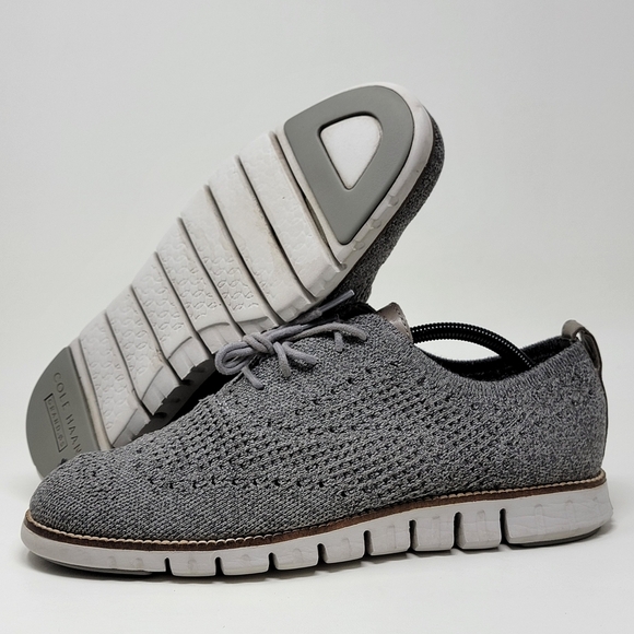 Cole Haan Zerogrand Wingtip Mens Size 10 Oxford Shoes Heather Gray Knit C32151 - Picture 1 of 11